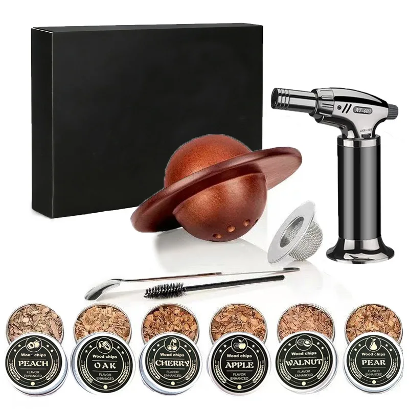 Cocktail Smoker Kit with Wooden Barrel, Whiskey Infuser for Old Fashioned & Bourbon, Bartender Mixology Set, Home Bar Gift