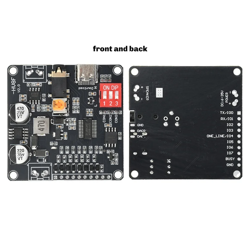 ABSQ-DY-HV8F 12V/24V 8 MB Flash Storage MP3 Player Voice Playback Module 10W/20W Trigger Serial Port Control For Arduino Micro U