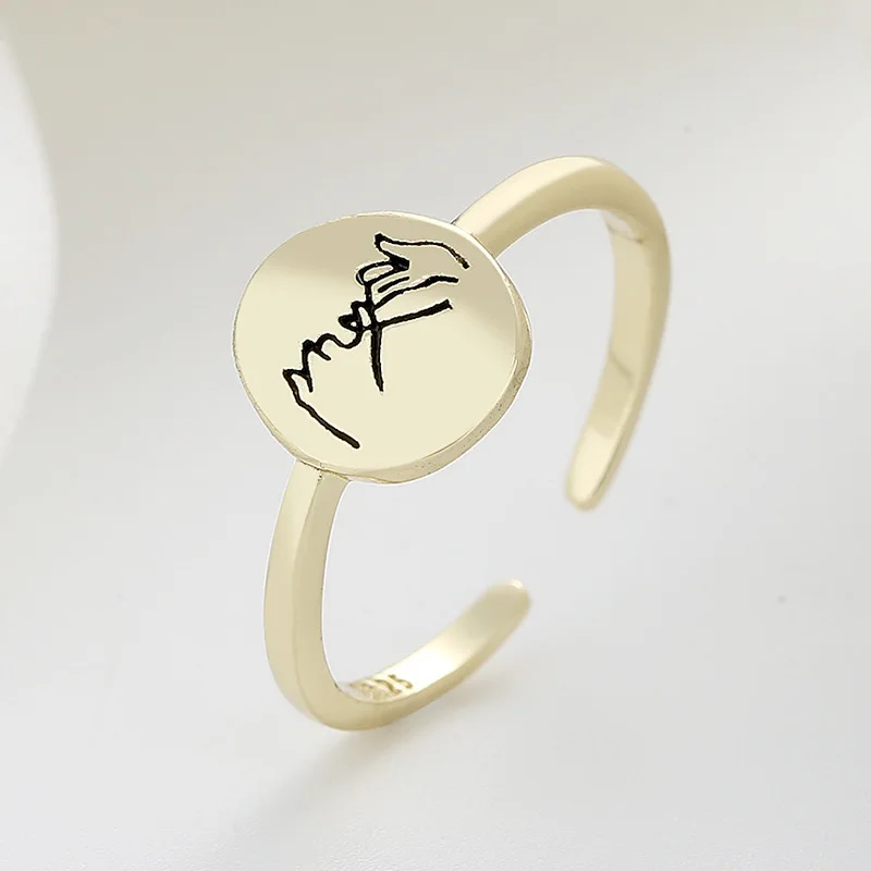 Holding Hands Couple Ring Romantic Creative Open Adjustable Ring for Lovers Eternal Love Symbol Stackable Jewelry Gift