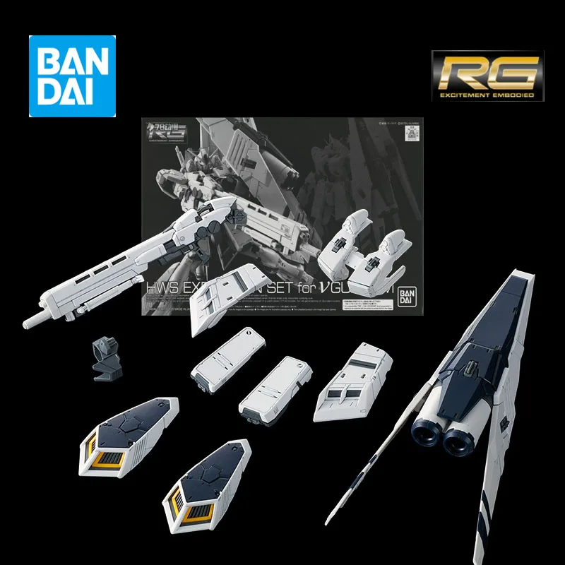 بانداي الأصلي أطقم منمذجة RG 1/144 HI-V GUNDAM HWS أنيمي عمل الشكل التجمع نموذج هدايا للأولاد معبأة في صناديق الرغوة