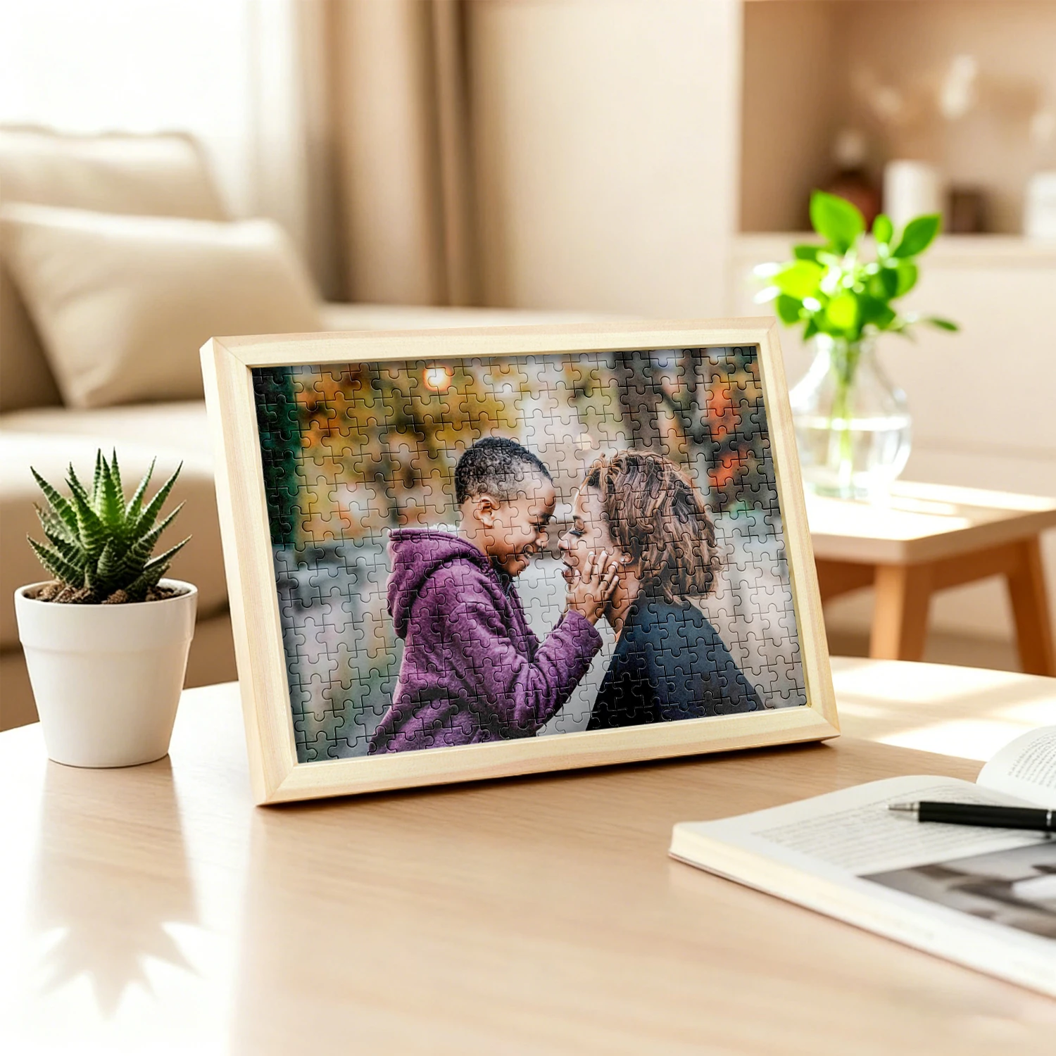 1 PC Custom Couple Portrait Jigsaw Puzzle Personalized Heart-Shaped with Or without Frame Holiday Gift