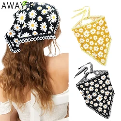 Verão flor impressão lenço de cabelo hairband correias margarida bandana triângulo bandana kerchief feminino menina headwear acessórios para cabelo