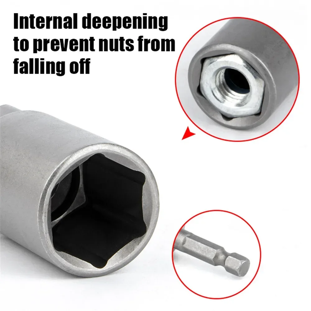 Imagem -03 - Adaptador de Soquete de Impacto 5.519 mm 80 mm de Comprimento Aprofundar Porca de Energia Conjunto de Broca para Ferramentas Elétricas Haste Hexagonal de 6.35 mm Adaptador Rápido