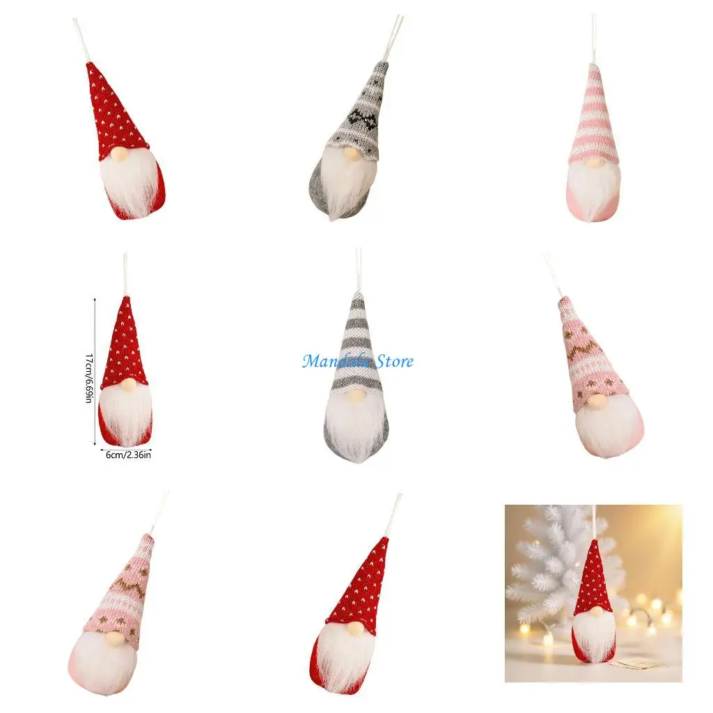 

U2JC Weird No Face Santa Knitted Hanging Sustainable Fabric Christmas Decors For Festival Space