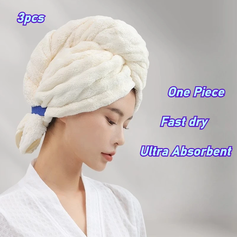 

Shower Cap Bubble Fleece Wide Tail Hair Drying Thickened Household Fast Dry Towel High Absorbency Head Wrap Women Durable Caps