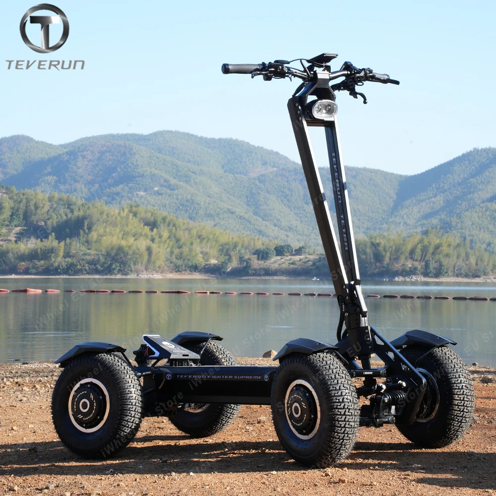 Original Teverun TETRA 4 Motor 60V 60A 4 Inch TFT Display 4*1500W Peak 12000W Top Speed 55km/h 13 Inch Tire Official E-Scooter