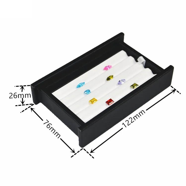 PU Leather Bare Stone Gemstone Jewelry Box Magnet Stone Storage Display Box Gem Display Counter Exhibition Lid V Groove Box