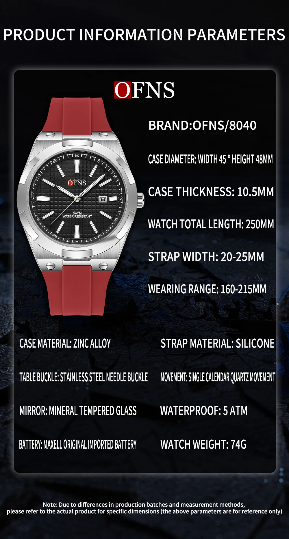 2025 OFNS جديد 8040 ساعة كوارتز رجالية عصرية بسيطة تقويم واحد مقاوم للماء ضوء الليل رجال الأعمال ساعة كوارتز