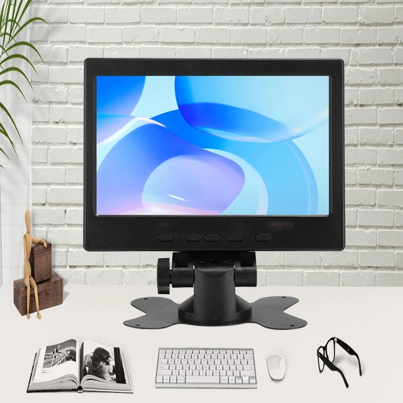 Newest 7 Inch Portable HD LCD Screen Monitor 1024x600 LCD Display HDMI-Compatible for Raspberry Pi CCTV AV VGA D-SUB Input