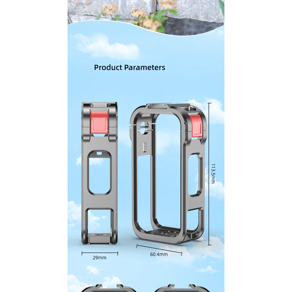 BGNing Rahmenkäfig für Insta360 X6 Metall-Schutzrahmen-Gehäuse mit 1/4"-Gewinde-Montageadapter für Insta360 X6 Kamera – Detail 12