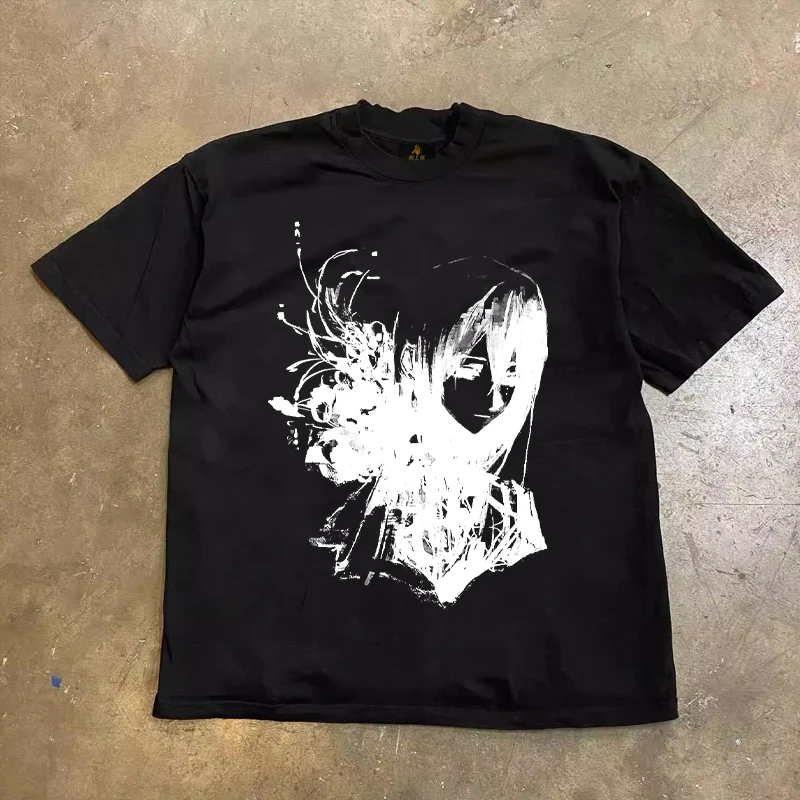 Loose Fit Cotton T-Shirt Unisex Short Sleeve Double Thread UPUPXIA Hero Print Sweat Absorbent round Neck Casual Summer Top