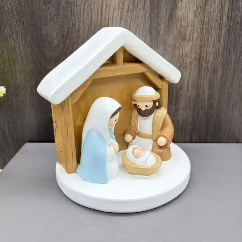 Christmas Nativity Figurines Holy Family Figure Nativity Figure,Table Ornament Religious Christmas Decors for Bedrrom Y5GB