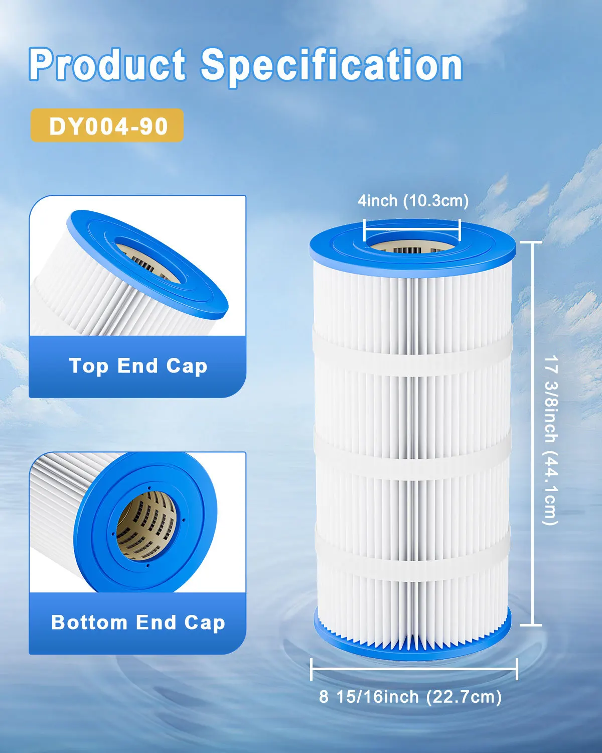 Pool Swimming Filter Cartridge 1 Pack 90 Sq.Ft Compatible with PA90 C-8409 FC-1292 P.C.100 PXC95