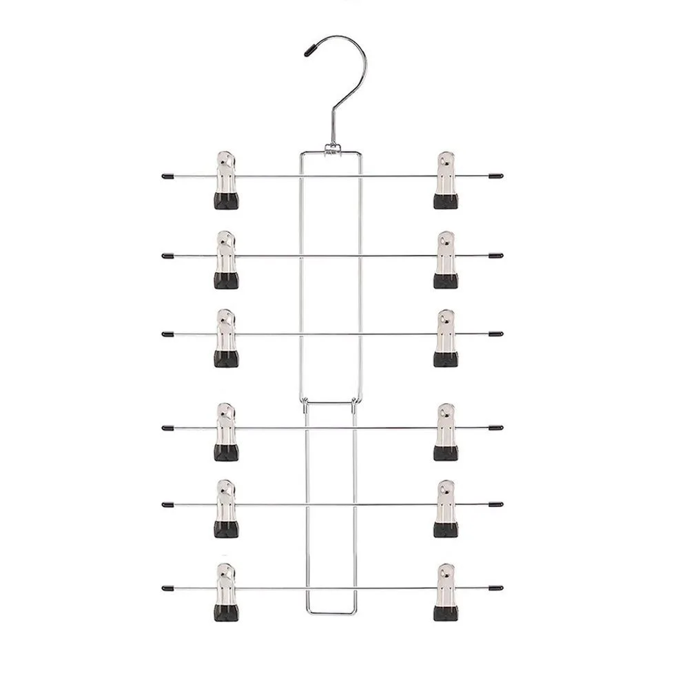 New 6 Layer Clothes Hangers Metal Multifunctional Clothing Storage Rack Holder Non Slip Space Saving Hanger Clips