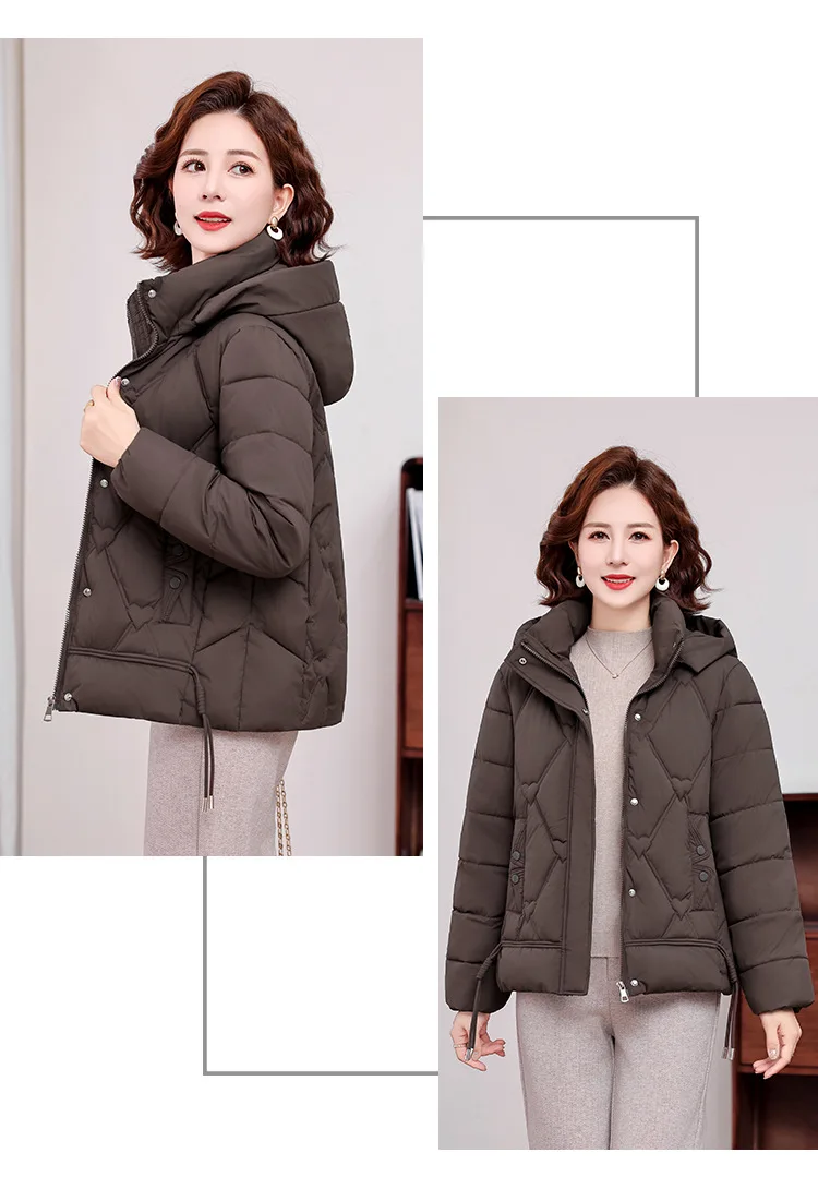 Winter Warm Thick Hooded Puffer Coat for Women L-4XL Windproof Russian Cold Weather Snow Jacket Middle Aged Mom Outerwear Cozy