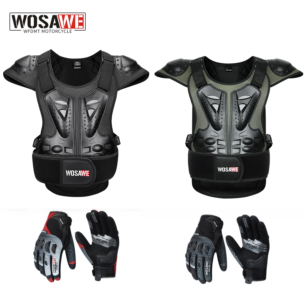 

WOSAWE Motocross Body Armor Motorcycle Gloves Motorbike Moto Vest Outdoor Driving Off-Road Dirt Bike Chest Back Protective Vest