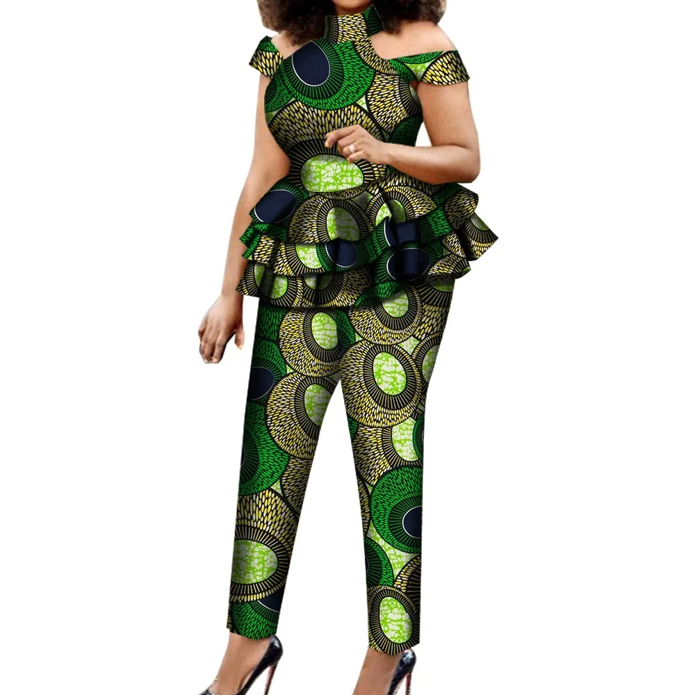 

Sale African Print Shirt Tops and Pants Sets for Women Dashiki Traditional African 2 Pieces Pants Sets Women Suits Clothing