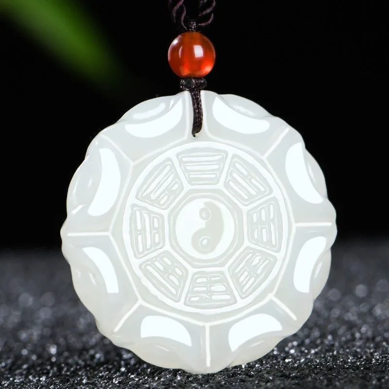 

Natural White Jade Gossip Jade Pendant, Male and Female Jade Pendant Necklace.