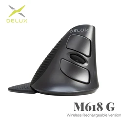 Delux M618G Rechargeable Vertical Wireless Mouse Ergonomic 4000 DPI Optical Mice with Removable Palm Rest For Computer