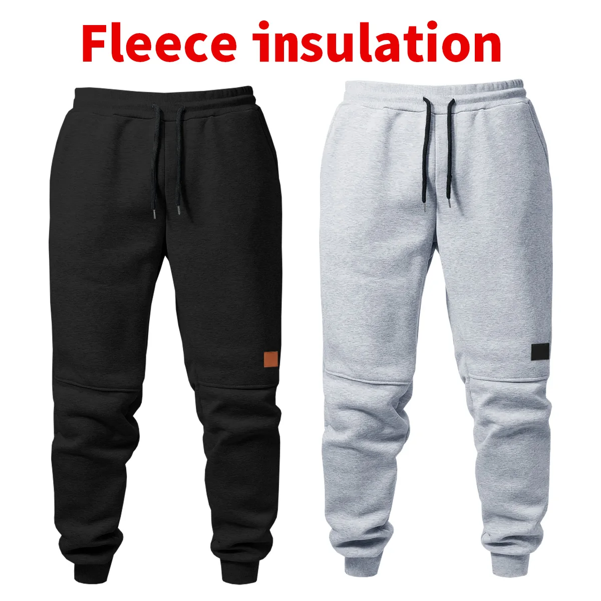 

Брюки до щиколотки на флисовой подкладке, осенние и зимние мужские спортивные спортивные штаны, с кожаными брюками для бега.