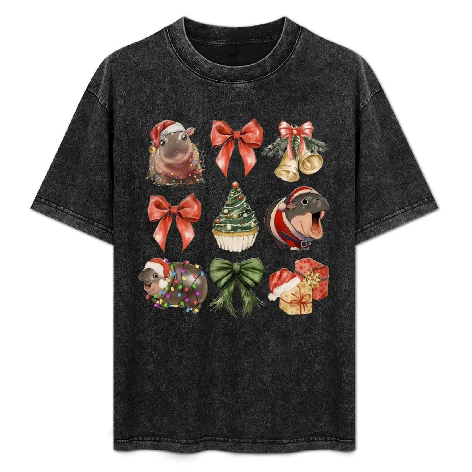 

Moo Deng Christmas Version T-Shirt Active Wear Sports T-Shirt for Men