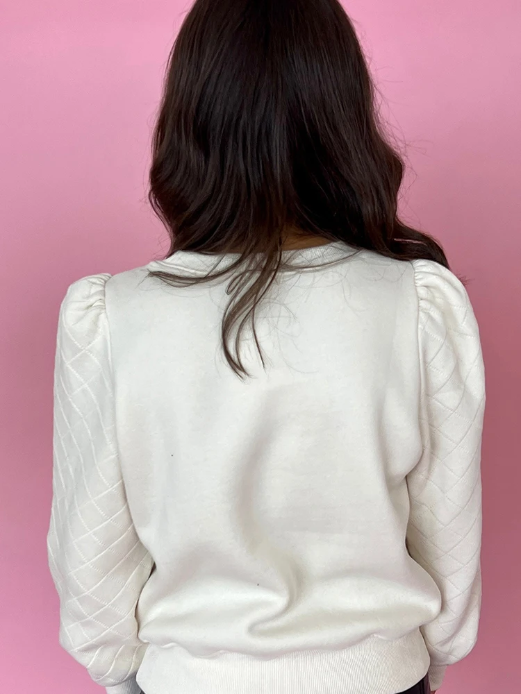 Invierno nuevo Color puro redondo Ne Bubble Sve Sudadera con capucha mujer Simple versátil cálido Overhead irt Fem Faionable Commute