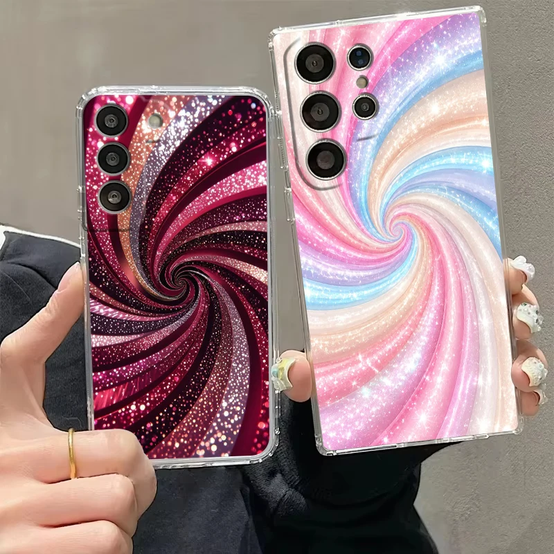 Sparkling Sparkling Vortex Pattern Transparent for Samsung Galaxy S26 S25 S24 S23 S22 S21 S20 FE Ultra S25Edge Plus Phone Case
