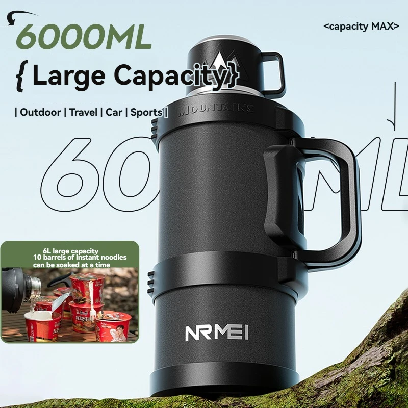 Imagem -02 - Portátil à Prova de Vazamentos Outdoor Vacuum Flasks Thermos Grande Garrafa de Água com Alça Chá Coador Chaleira 4l 5l 6l Aço Inoxidável