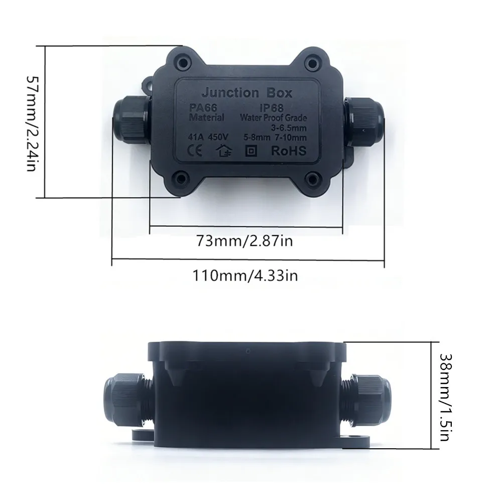 IP68 Waterproof Junction Box 2/3 Way Outdoor Cable Connector, Electrical Box with Wire Connectors for Garden Landscape Lighting