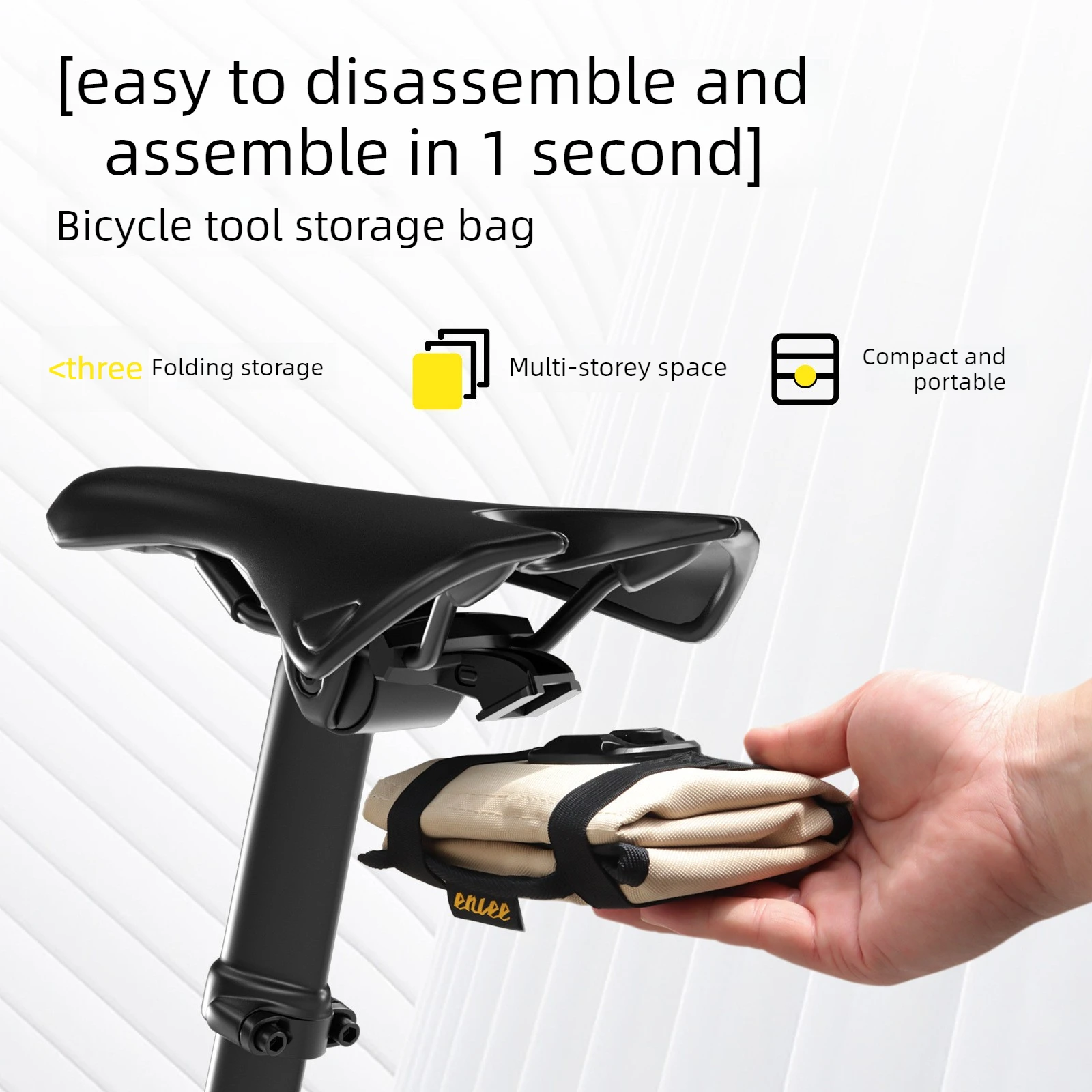 

ENLEE Bicycle Storage Tail Bag Portable Repair Tire Repair Tool Bag Road Car Seat Cushion Snap-on Repair Bag