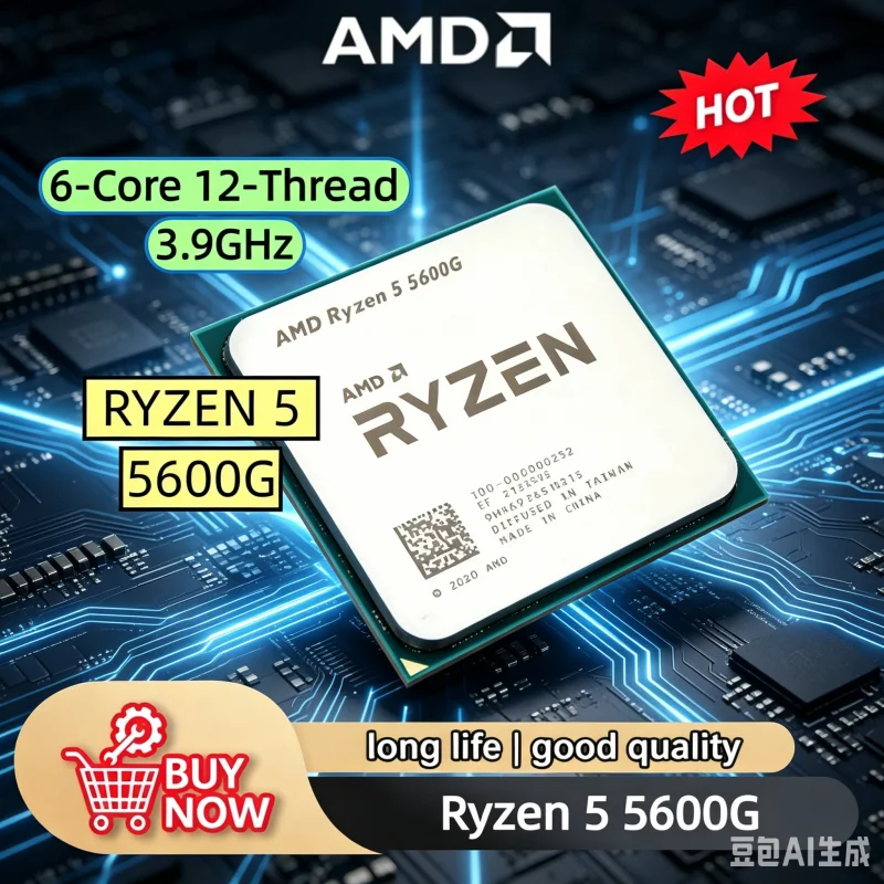CPU AMD Ryzen 5 5600G R5 5600G 3.9GHz de 6 Núcleos y 12 Subprocesos, 65W, LGA AM4, 100% Nuevo