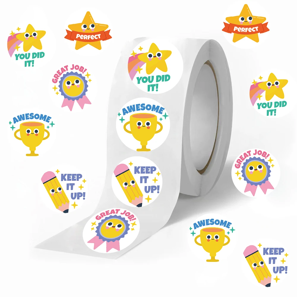

500PCS Kids Star Reward Stickers Roll Fun Encouragement Praise Stickers Teacher School Classroom Incentive Decals Children Toys