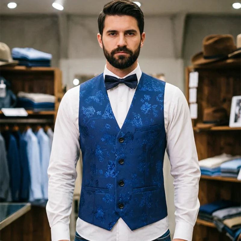 

Fashion Brand Men Diagonal Striped Jacquard Suit Vest Large Size 6XL Male Business Social Wedding Party Dress Waistcoat
