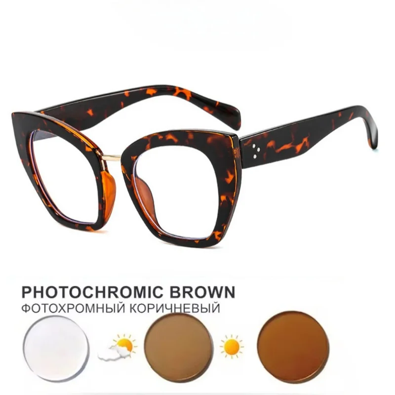 Eye Large Frame Personality Frame Trendy Plain Rice Nail  Myopia Discoloration Prescription Glasses