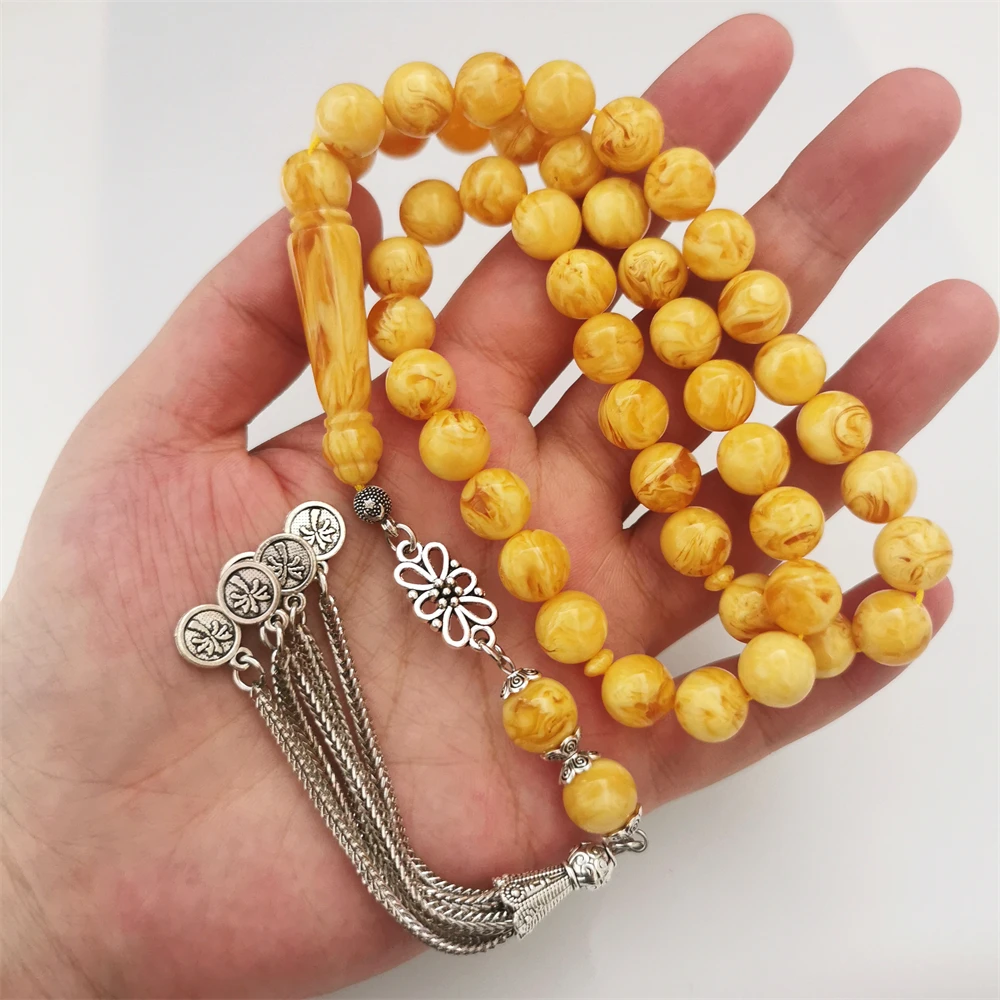 Tasbih muzułmański bursztynowy różaniec materiał żywiczny Islam różaniec handmade biżuteria Misbaha Sibaha Tasbeeh