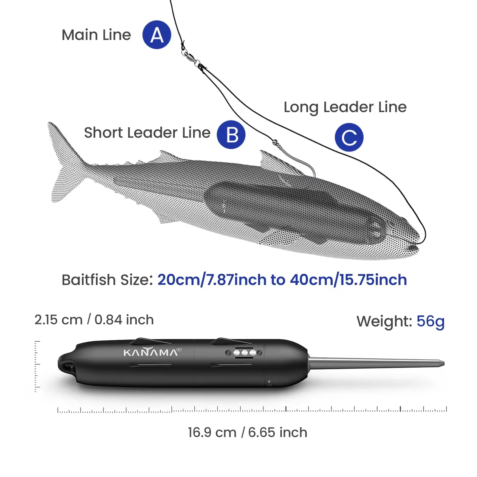ملحقات الصيد محاكاة الأسماك الحية الديناميكية جذب الأسماك الصوتية 300 متر عمق مقاوم للماء كاناما الطعم الذكي برو