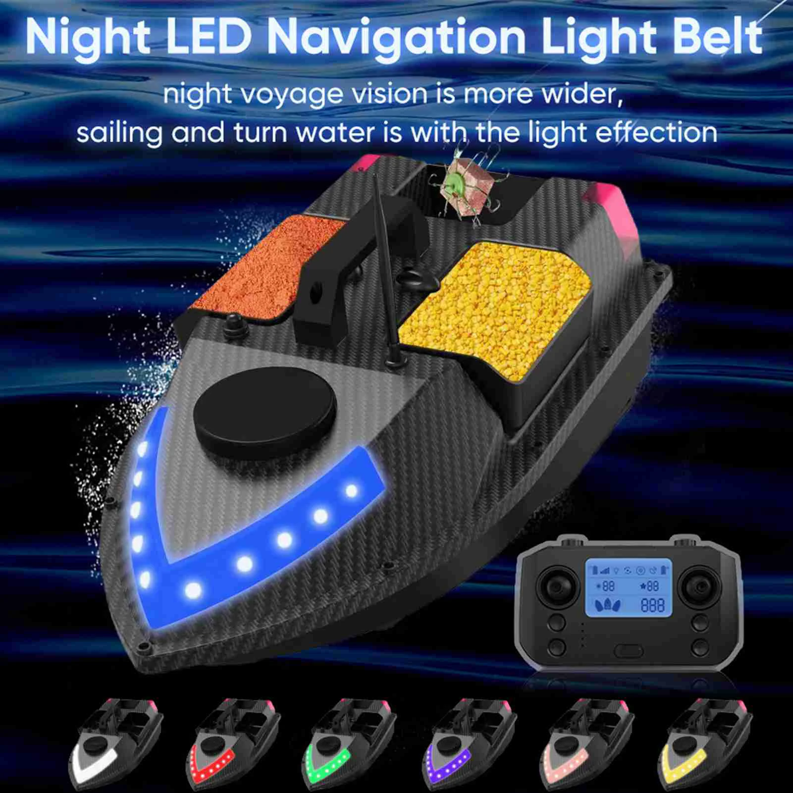 

LIXADA D20 Fishing Bait Boat 500m GPS Wireless Remote Control Fishing Feeder Boat with 3 Bait Containers 99 Baiting Spots