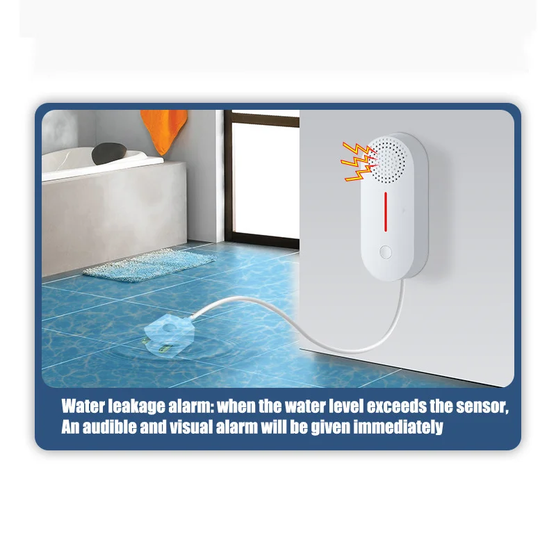 Tuya Wi-Fi Double Water Level Detection Water Immersion Alarm Smart Leakage Overflow Detector APP Control Regular Monitoring