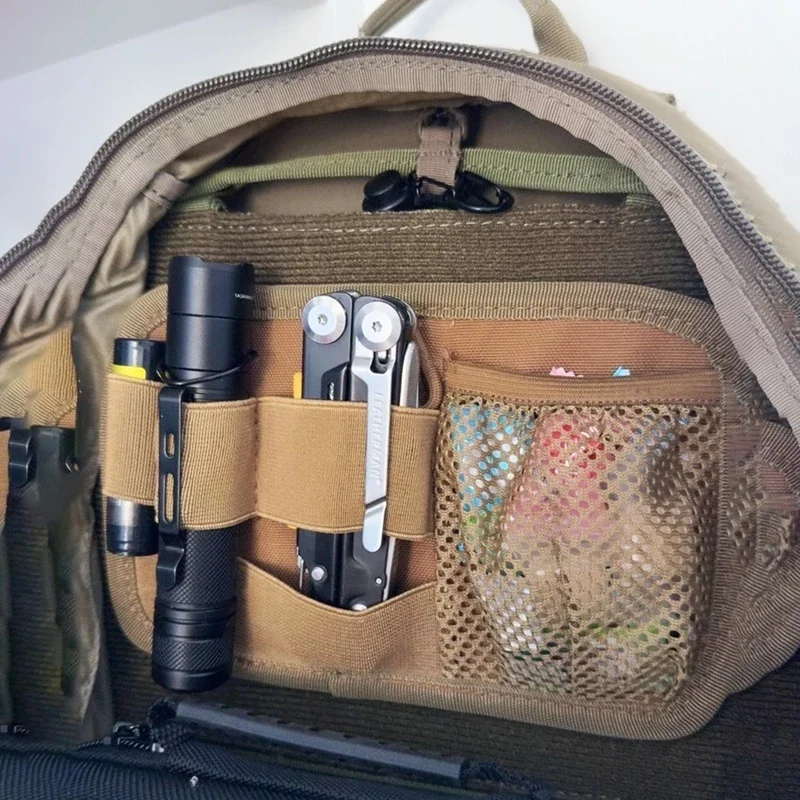

Outdoor EDC Mesh Pouch with Velcro Back Panel, Tactical Mounting Plate for Vest & Backpack Expansion