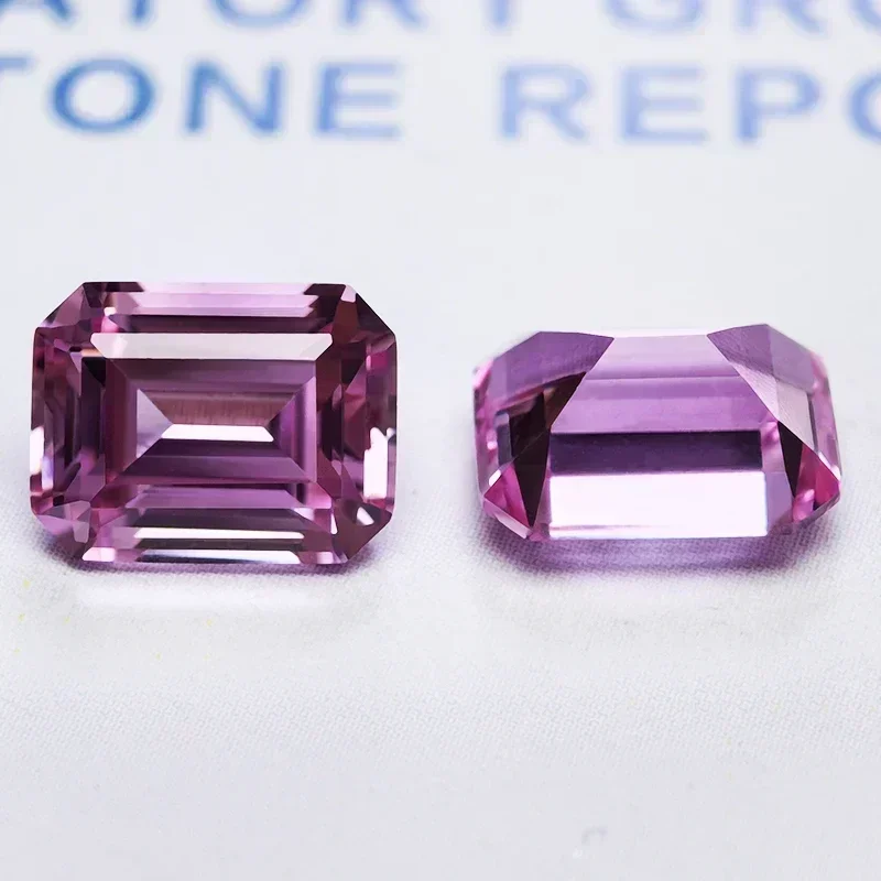 Lab Grown Sapphire Emerald Cut Pink Color Gemstone For Charms DIY Ring Necklace Earrings Materials Selectable AGL Certificate