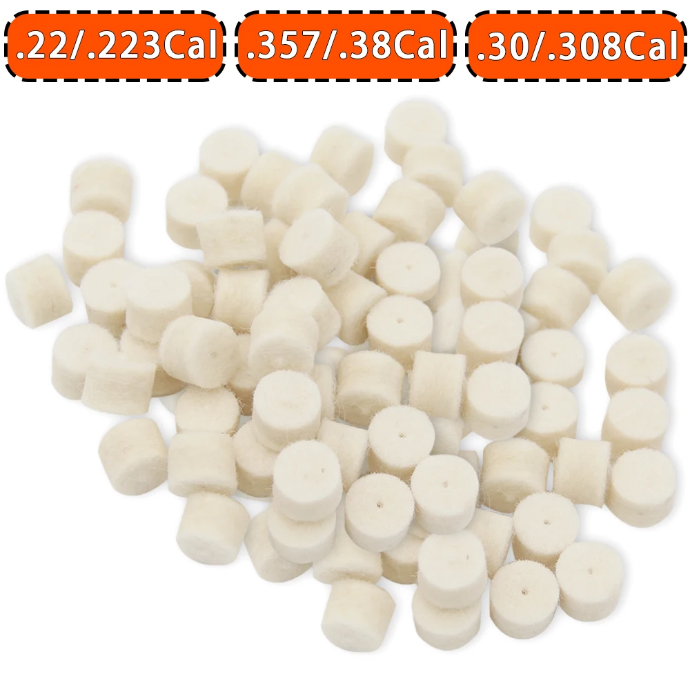 200Pcs Gun Bore Cleaning Felt Pellets Polishing Mop for .22/.223/.357/.38/.30/.308 Caliber Specific Chamber Cleaning Pads