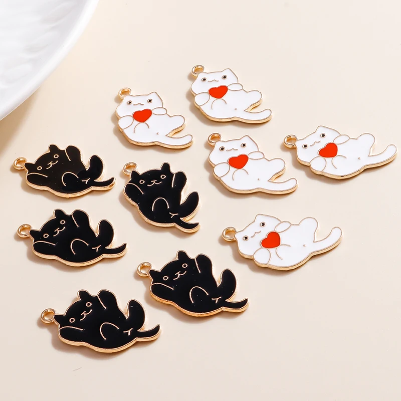 ليزلي-سحر القط المينا لطيف ، عقد الحب القلب ، صنع المجوهرات ديي ، أقراط متدلية ، اكسسوارات القلائد ، 10 * #1