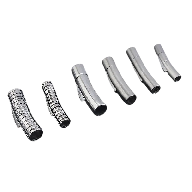 3mm 4mm 5mm 6mm Hole Stainless Steel Bayonet Clasp Push Lock Lace Buckle For Leather Cord DIY Bracelet Jewelry Making Supplies