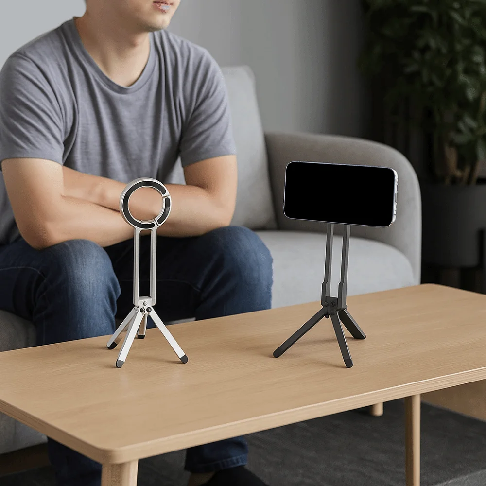 

Кольцевой штатив из алюминиевого сплава с карабином для телефона Легкий регулируемый двусторонний магнитный штатив с складной пряжкой