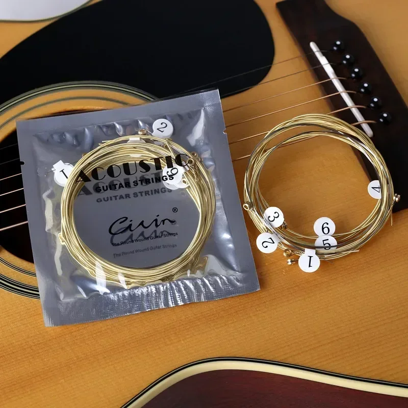 JEString acoustique universel pour instruments de musique, cordes en laiton, noyau en acier, guitares, accessoires, ensemble de 6 pièces