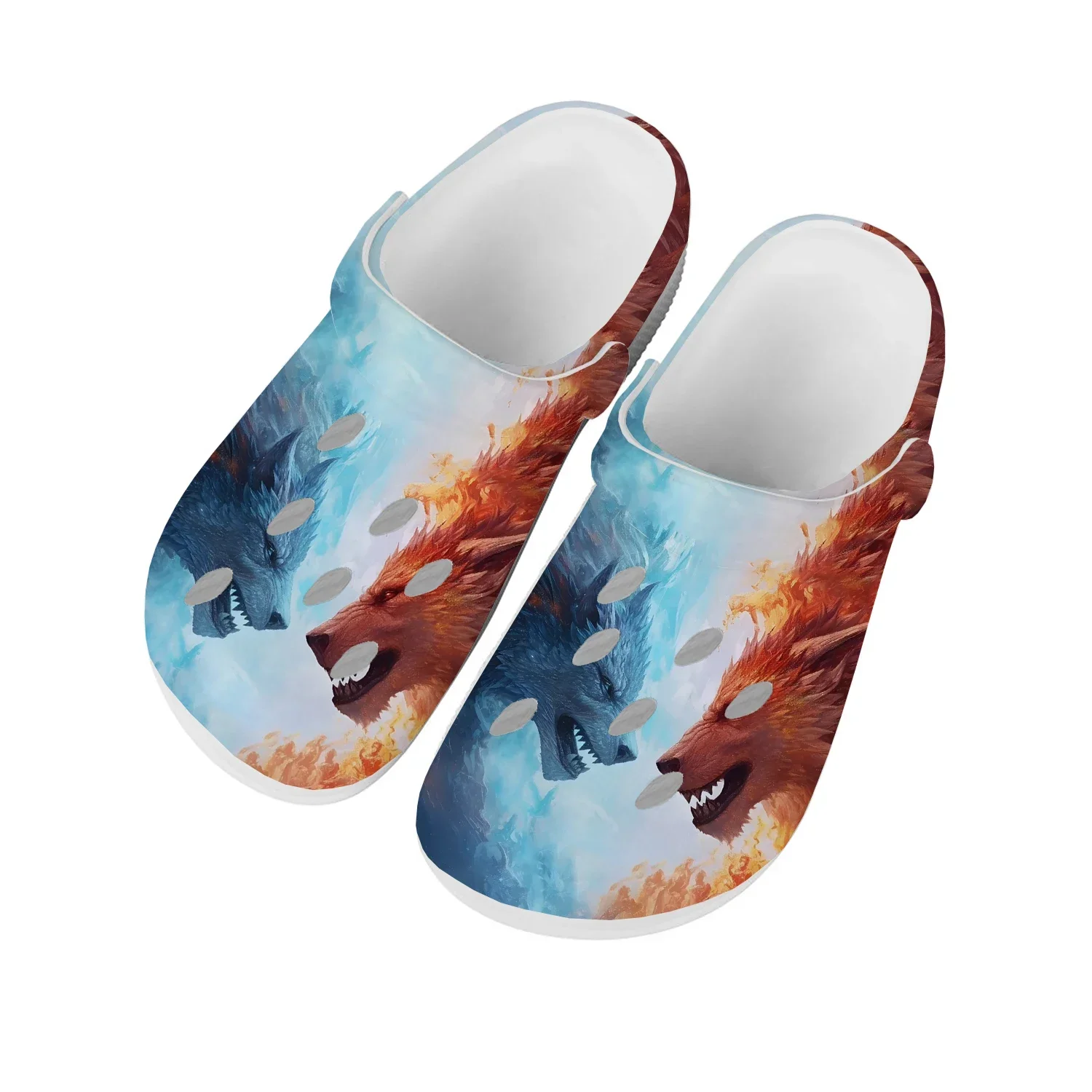 

Wolf shoes Home Clog Mens Women Youth Boy Girl Sandals Shoes Garden Animal Breathable Shoe Beach Hole Custom Made Slippers