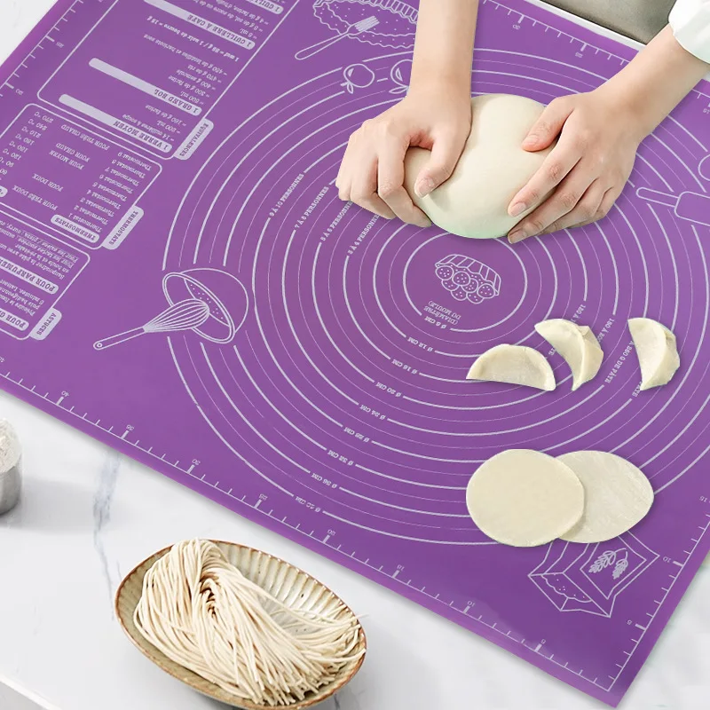 60/50/40cm Silicone Pad Baking Mat Sheet Kneading Dough Mat For Kitchen Rolling Dough Pizza Large Dough Non-Stick Maker Holder