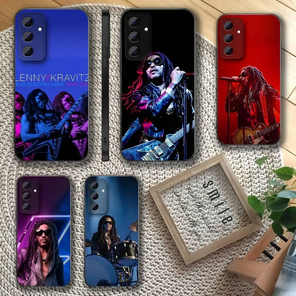 

Lenny K-Kravitz Blue Electric Light Phone Case For Samsung S 25,24,23,22,30,21,10,9,Ultra,Plus,Lite,FE,4,5 G Soft Black Case