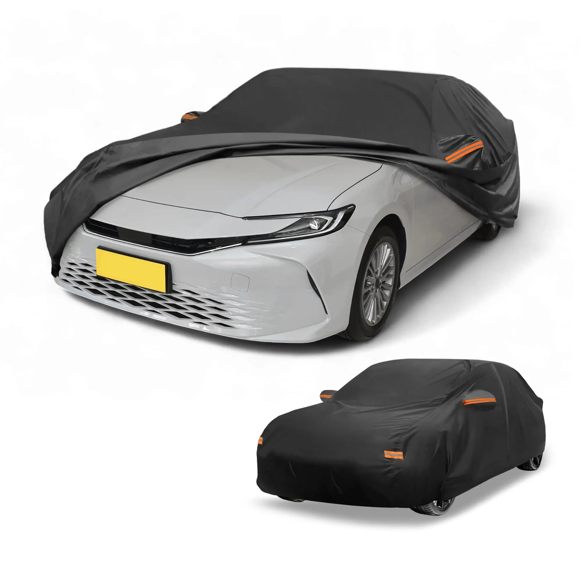 Motoforti Car Cover All Weather for Toyota Camry Black 190T-PU with Left Zipper
