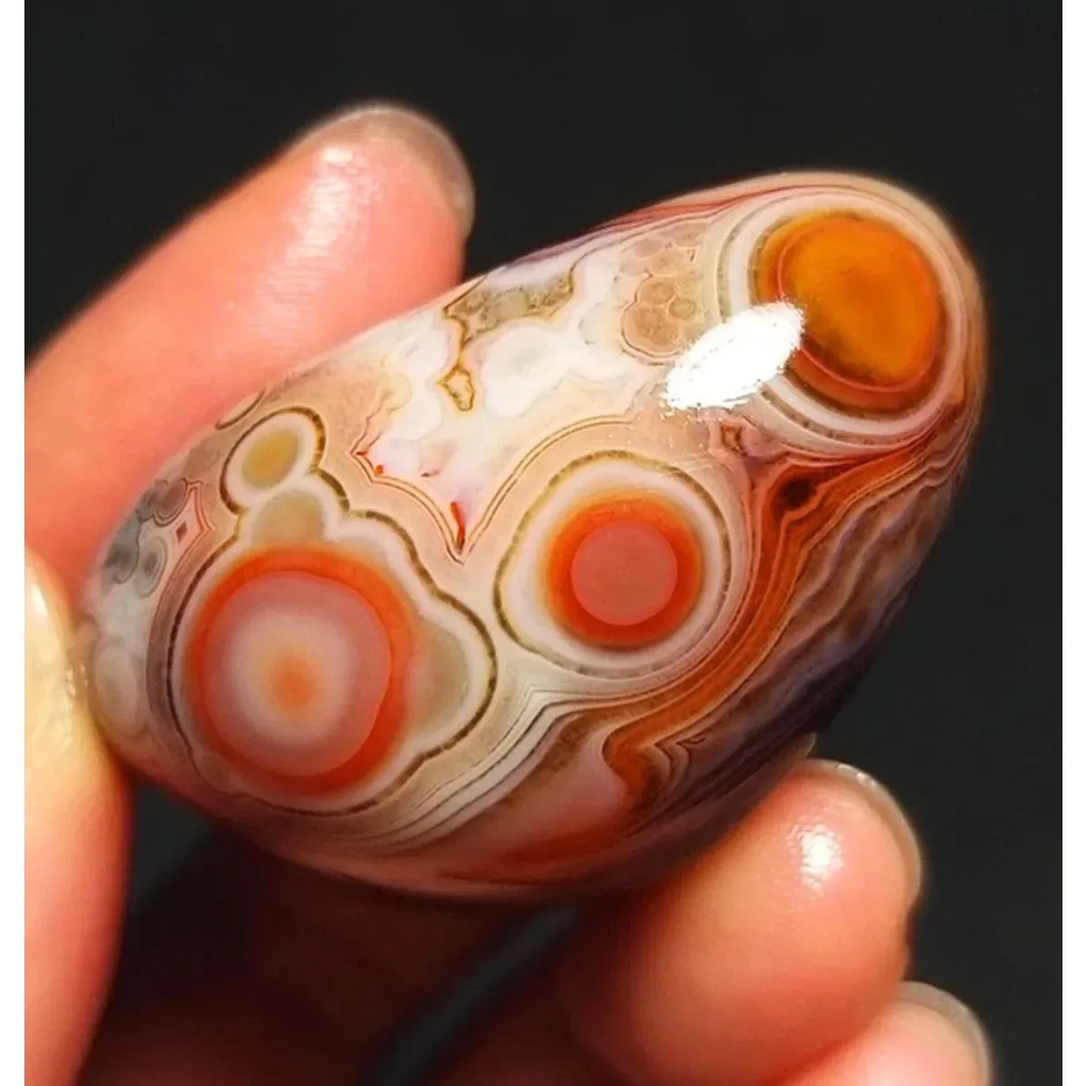 Large Natural Texture Banded Agate Worry Stone, Translucent Beauty, Tumbled Polished, Crystal Display, Table Display